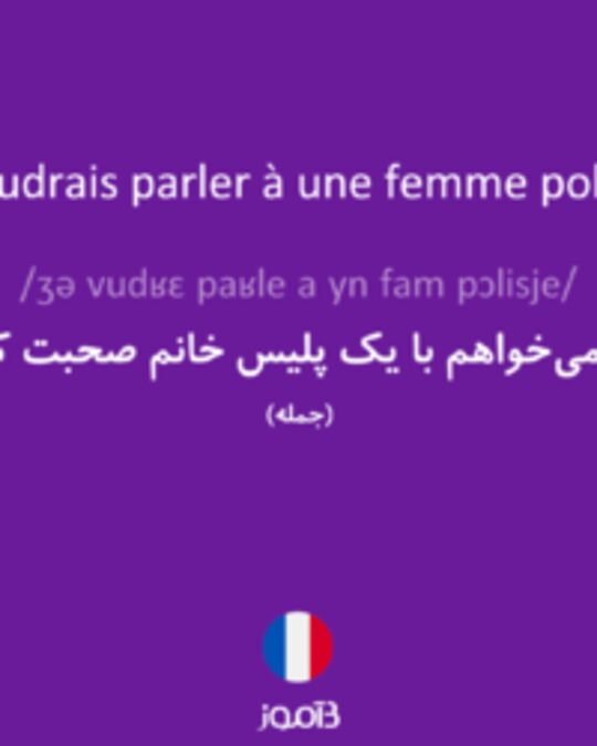  تصویر Je voudrais parler à une femme policier. - دیکشنری انگلیسی بیاموز