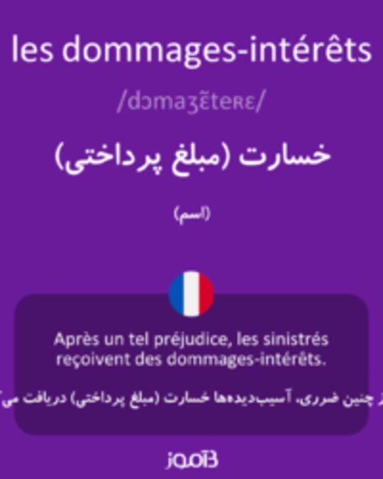  تصویر les dommages-intérêts - دیکشنری انگلیسی بیاموز