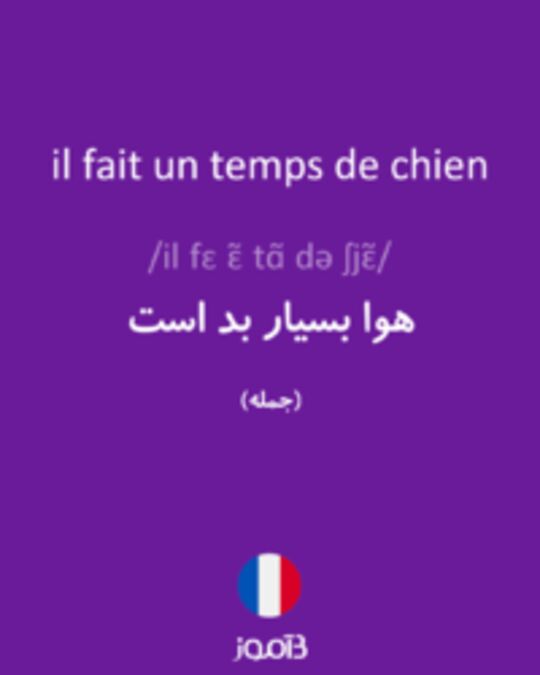  تصویر il fait un temps de chien - دیکشنری انگلیسی بیاموز