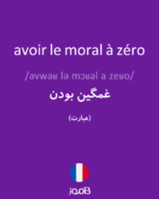  تصویر avoir le moral à zéro - دیکشنری انگلیسی بیاموز