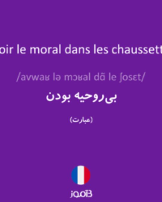  تصویر avoir le moral dans les chaussettes - دیکشنری انگلیسی بیاموز