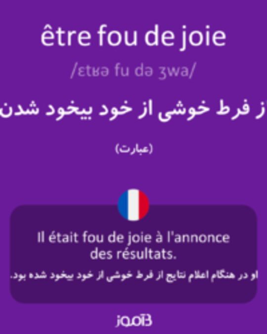  تصویر être fou de joie - دیکشنری انگلیسی بیاموز