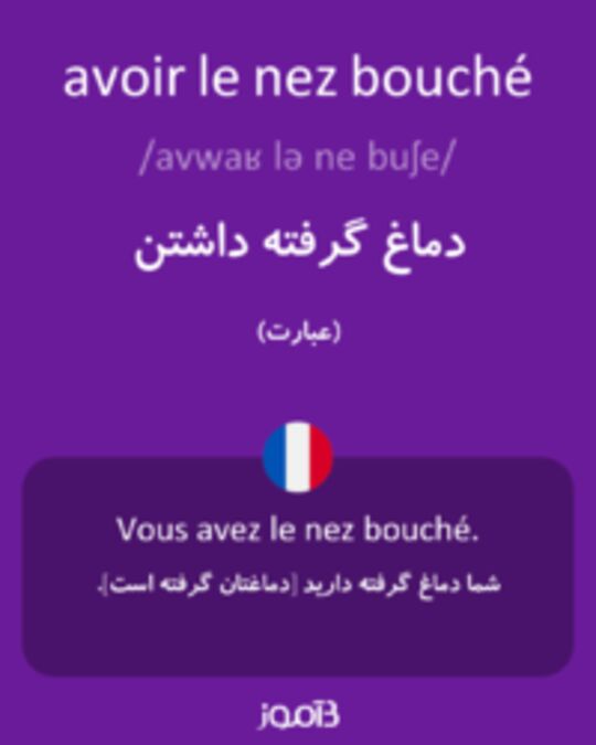  تصویر avoir le nez bouché - دیکشنری انگلیسی بیاموز