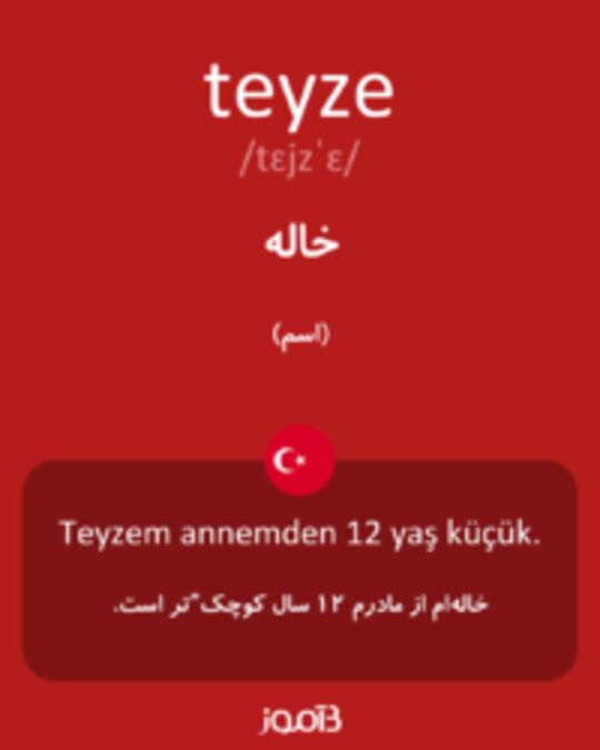  تصویر teyze - دیکشنری انگلیسی بیاموز