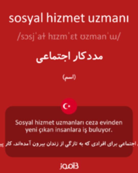  تصویر sosyal hizmet uzmanı - دیکشنری انگلیسی بیاموز