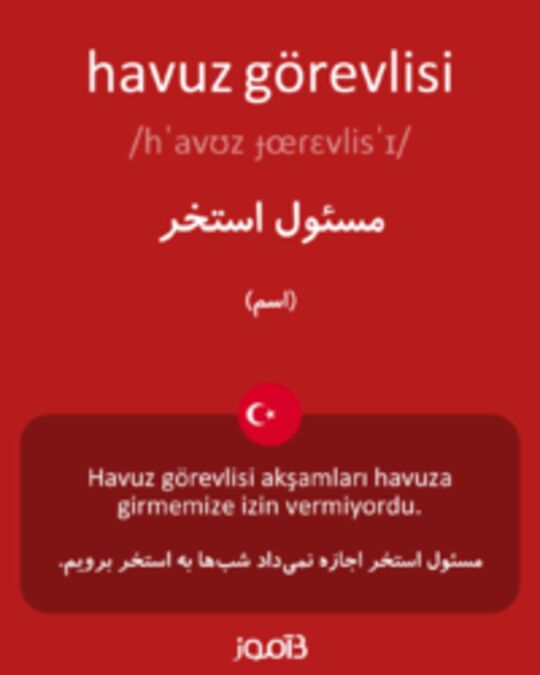  تصویر havuz görevlisi - دیکشنری انگلیسی بیاموز