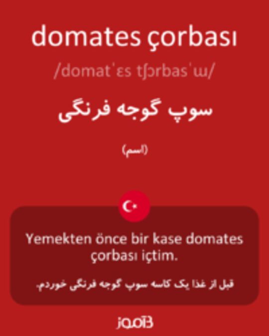  تصویر domates çorbası - دیکشنری انگلیسی بیاموز