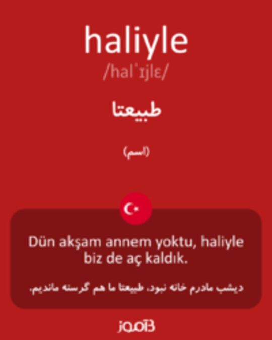  تصویر haliyle - دیکشنری انگلیسی بیاموز