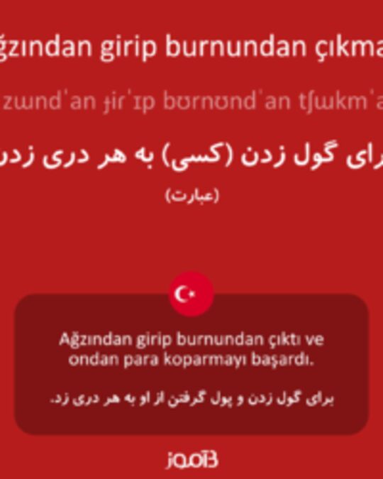  تصویر ağzından girip burnundan çıkmak - دیکشنری انگلیسی بیاموز