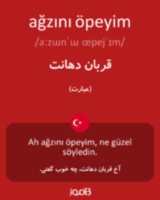  تصویر ağzını öpeyim - دیکشنری انگلیسی بیاموز