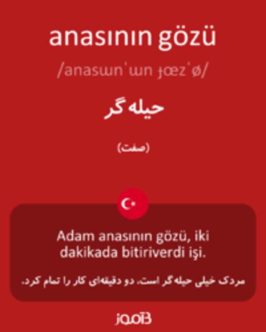  تصویر anasının gözü - دیکشنری انگلیسی بیاموز