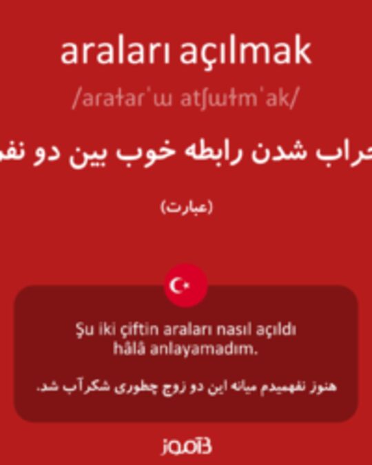  تصویر araları açılmak - دیکشنری انگلیسی بیاموز