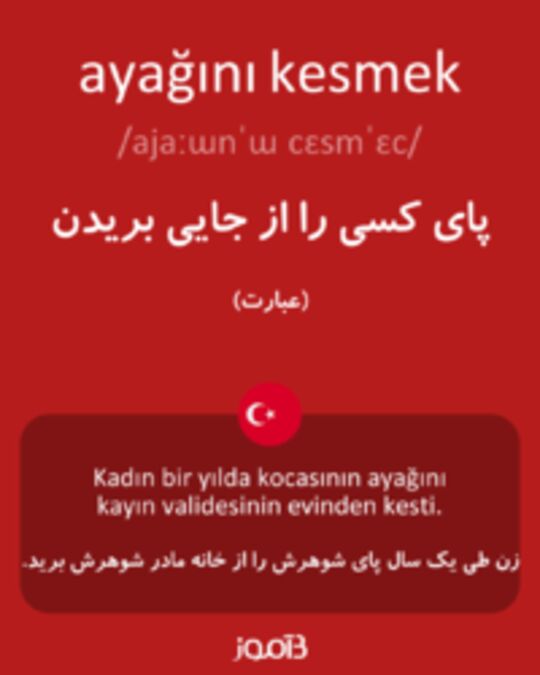  تصویر ayağını kesmek - دیکشنری انگلیسی بیاموز