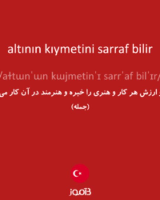  تصویر altının kıymetini sarraf bilir - دیکشنری انگلیسی بیاموز