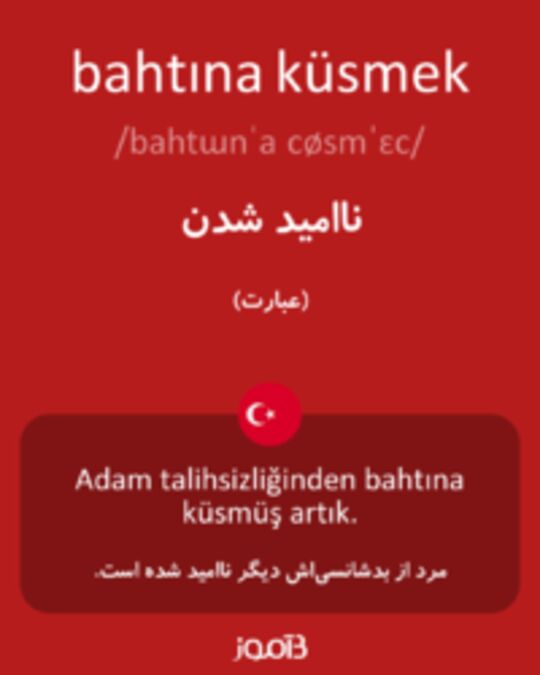  تصویر bahtına küsmek - دیکشنری انگلیسی بیاموز