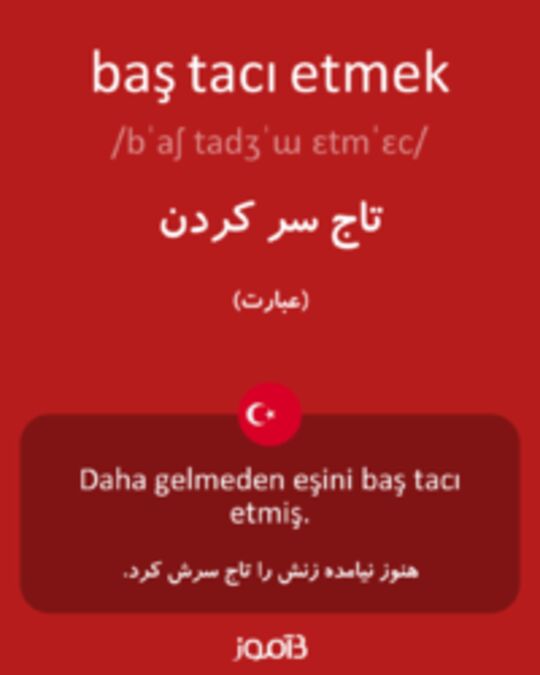  تصویر baş tacı etmek - دیکشنری انگلیسی بیاموز