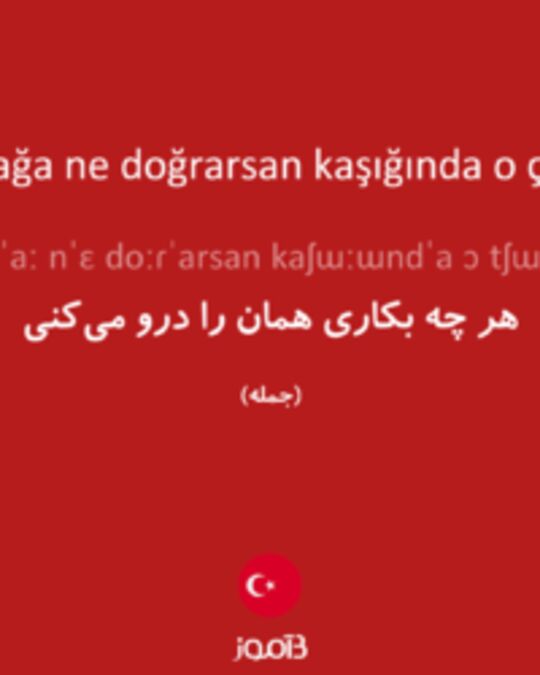  تصویر çanağa ne doğrarsan kaşığında o çıkar - دیکشنری انگلیسی بیاموز