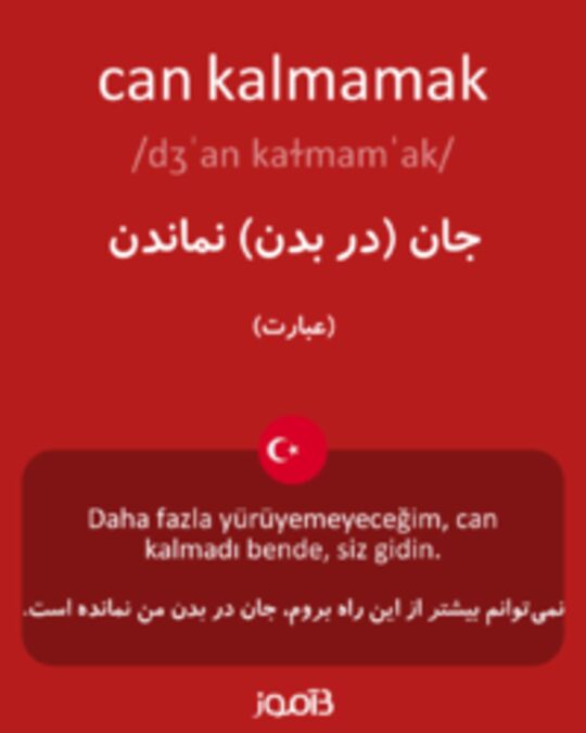  تصویر can kalmamak - دیکشنری انگلیسی بیاموز