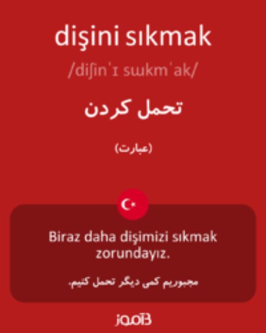  تصویر dişini sıkmak - دیکشنری انگلیسی بیاموز