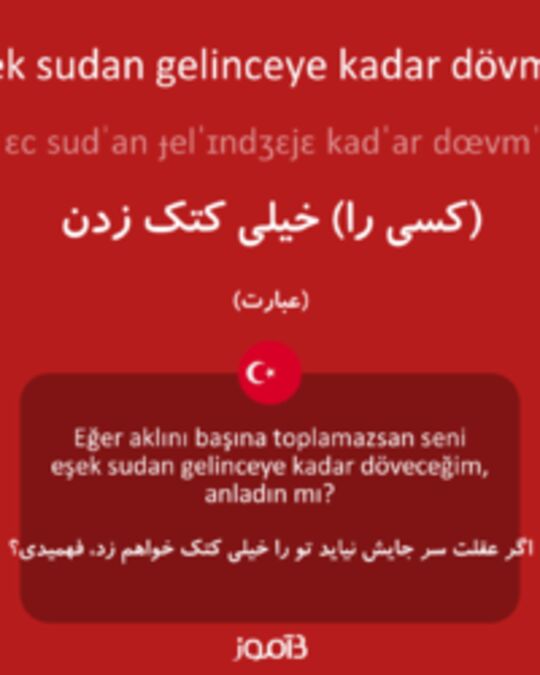  تصویر eşek sudan gelinceye kadar dövmek - دیکشنری انگلیسی بیاموز