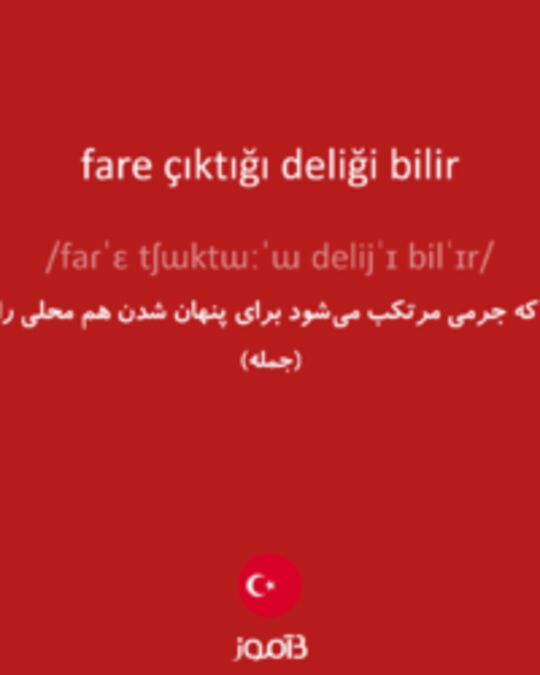  تصویر fare çıktığı deliği bilir - دیکشنری انگلیسی بیاموز