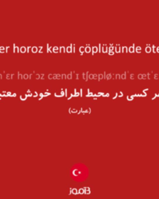  تصویر her horoz kendi çöplüğünde öter - دیکشنری انگلیسی بیاموز