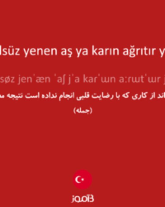  تصویر gönülsüz yenen aş ya karın ağrıtır ya baş - دیکشنری انگلیسی بیاموز