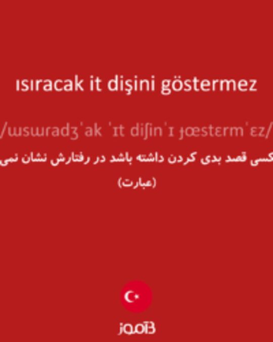  تصویر ısıracak it dişini göstermez - دیکشنری انگلیسی بیاموز