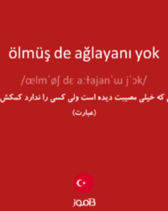  تصویر ölmüş de ağlayanı yok - دیکشنری انگلیسی بیاموز