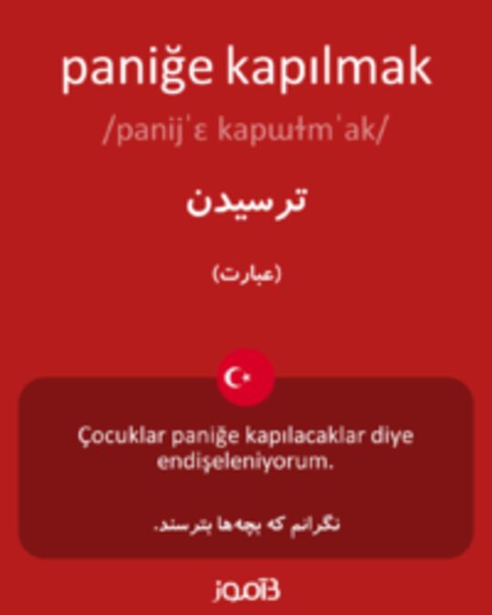  تصویر paniğe kapılmak - دیکشنری انگلیسی بیاموز