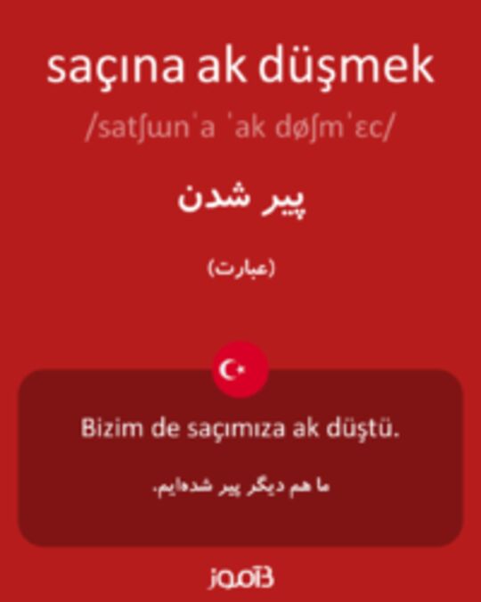  تصویر saçına ak düşmek - دیکشنری انگلیسی بیاموز