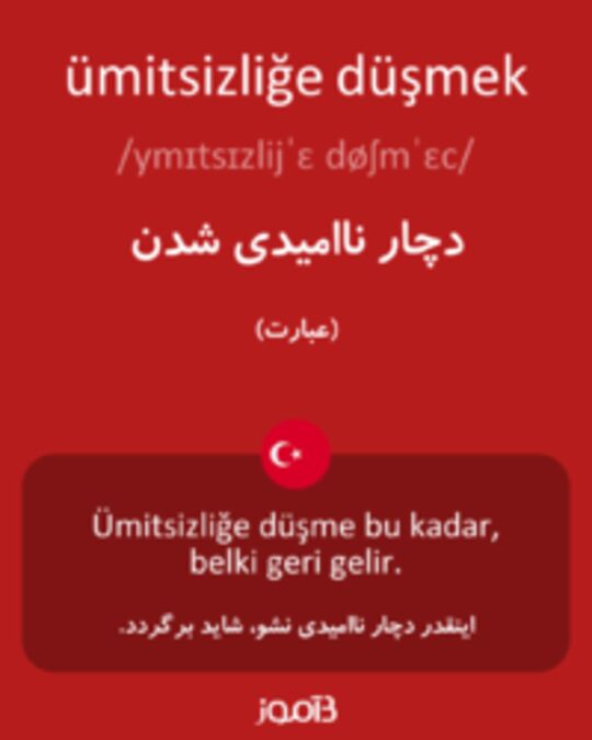  تصویر ümitsizliğe düşmek - دیکشنری انگلیسی بیاموز