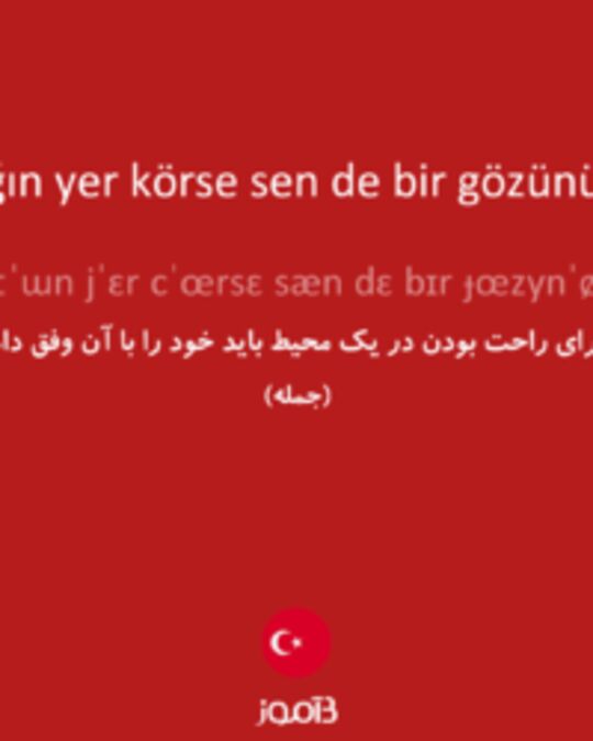  تصویر vardığın yer körse sen de bir gözünü kapa - دیکشنری انگلیسی بیاموز