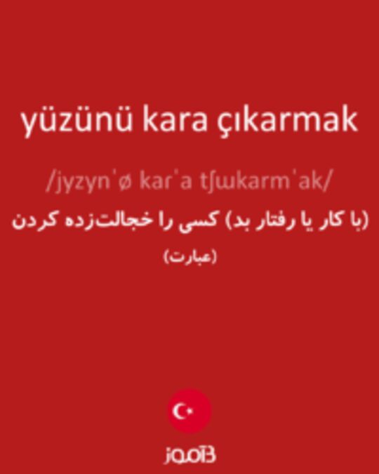  تصویر yüzünü kara çıkarmak - دیکشنری انگلیسی بیاموز