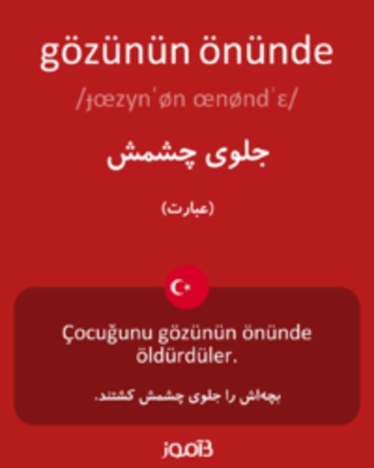  تصویر gözünün önünde - دیکشنری انگلیسی بیاموز