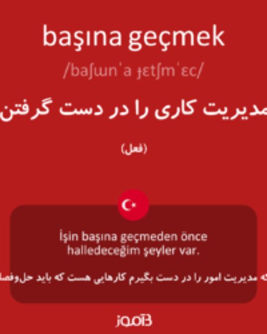  تصویر başına geçmek - دیکشنری انگلیسی بیاموز