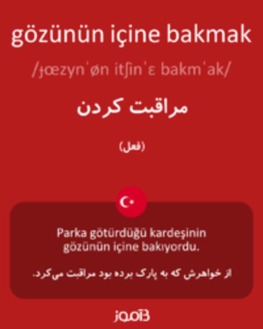  تصویر gözünün içine bakmak - دیکشنری انگلیسی بیاموز