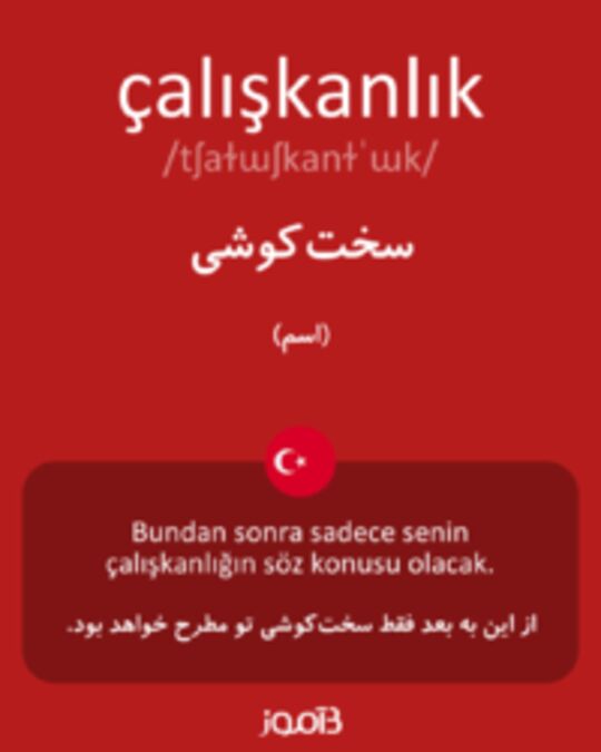  تصویر çalışkanlık - دیکشنری انگلیسی بیاموز