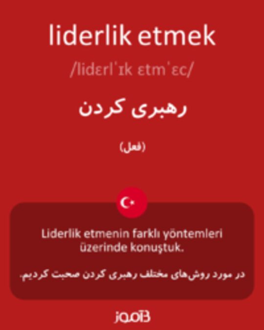  تصویر liderlik etmek - دیکشنری انگلیسی بیاموز