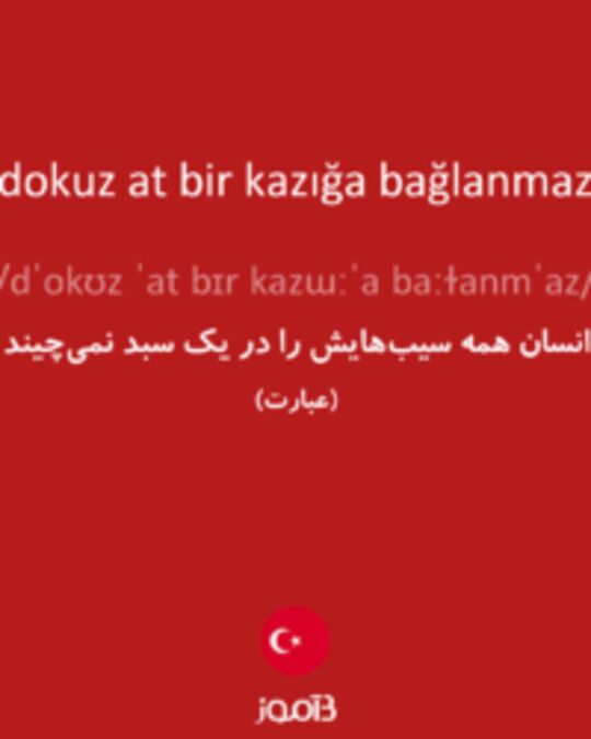  تصویر dokuz at bir kazığa bağlanmaz - دیکشنری انگلیسی بیاموز