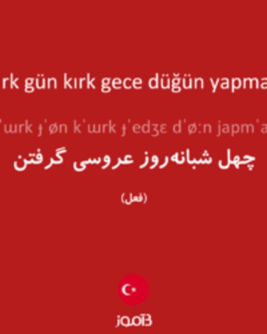  تصویر kırk gün kırk gece düğün yapmak - دیکشنری انگلیسی بیاموز