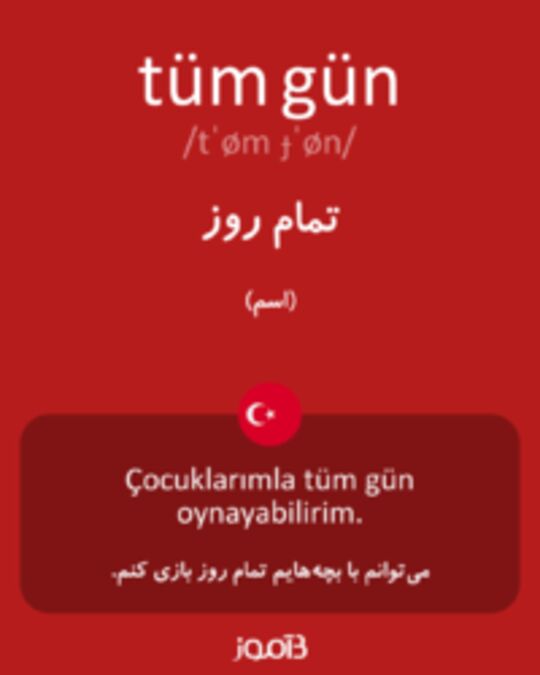  تصویر tüm gün - دیکشنری انگلیسی بیاموز