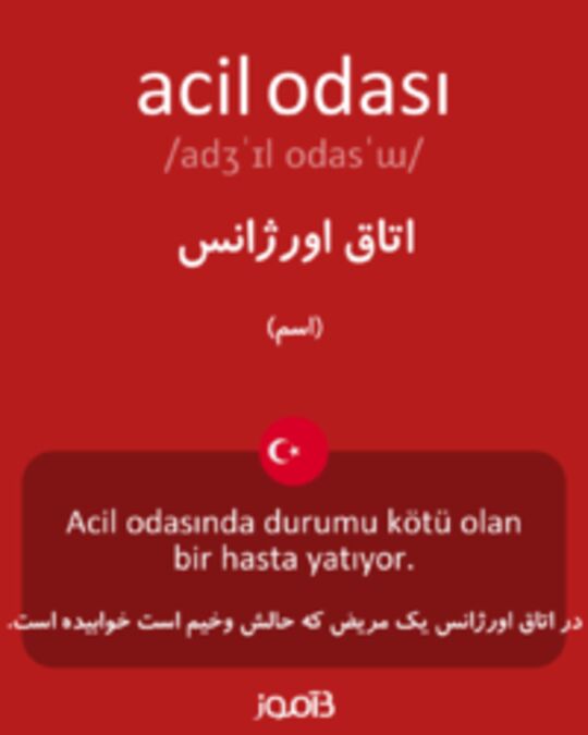  تصویر acil odası - دیکشنری انگلیسی بیاموز