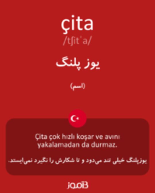  تصویر çita - دیکشنری انگلیسی بیاموز