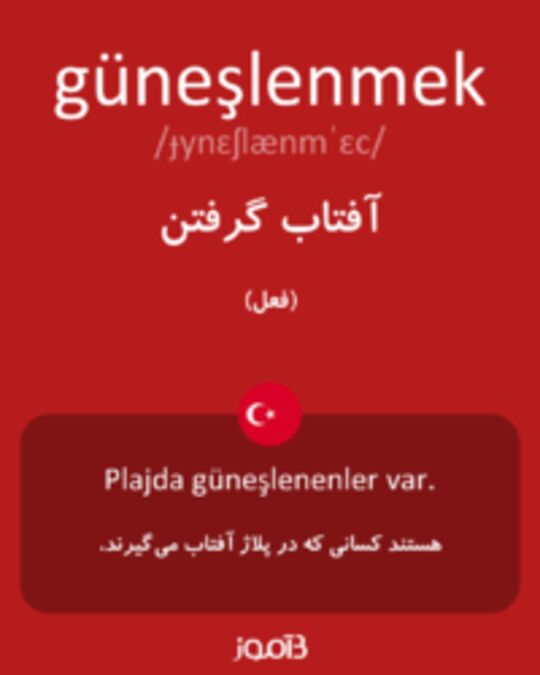  تصویر güneşlenmek - دیکشنری انگلیسی بیاموز